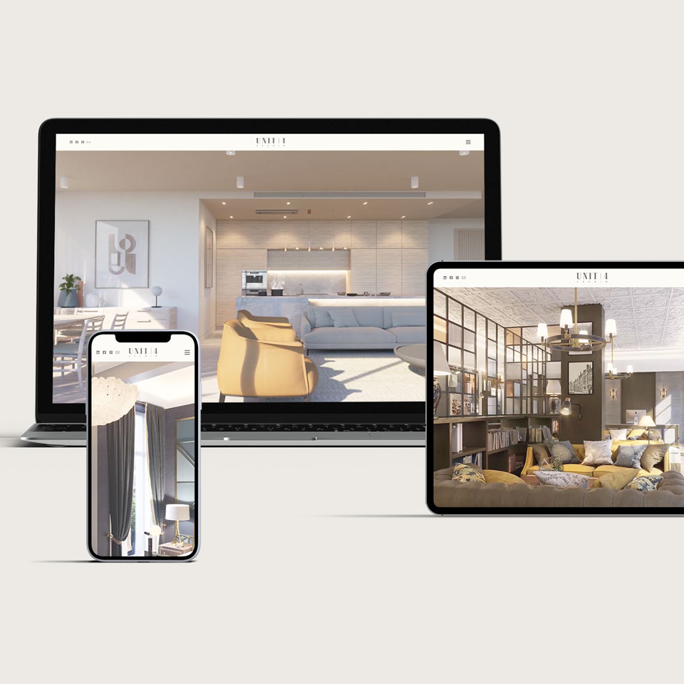 Unit4 website design CGI London architects web design interior designer website