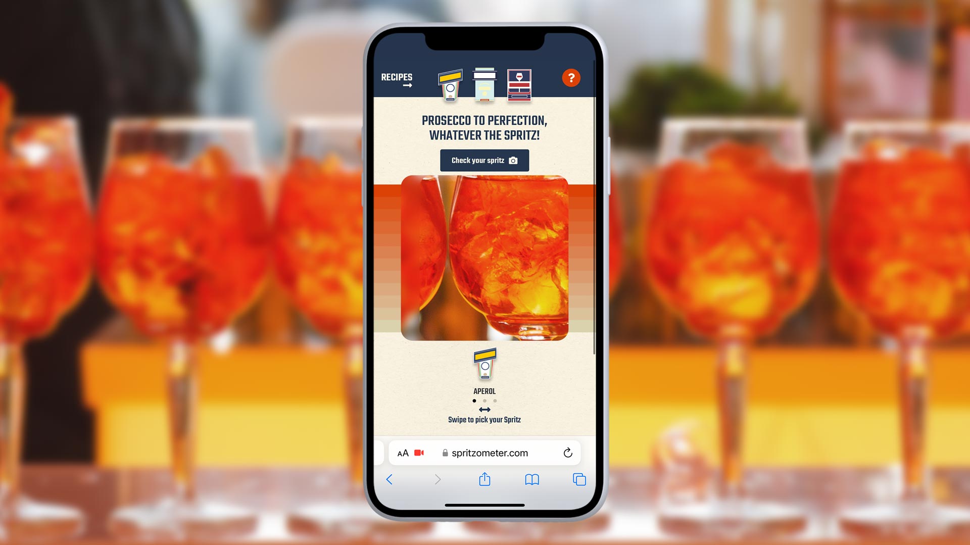 How to make an Aperol Spritz perfectly. What colour should my Spritz be? Aperol Spritz recipe app aperitif aperitivo colour chart poster mobile phone app